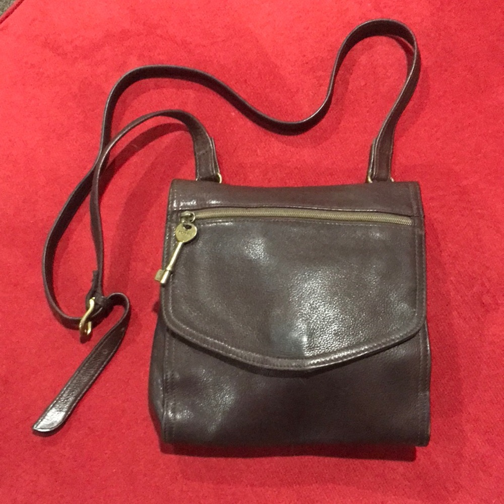 Fossil 1954 Brown Leather Crossbody EUC
